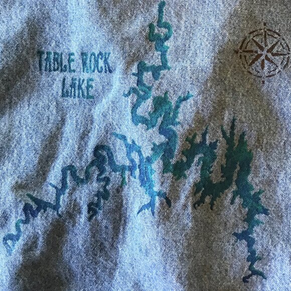 Upcycled Cropped Denim Vest: Painted Table Rock Lake Map, Plus Size - Picture 9 of 10